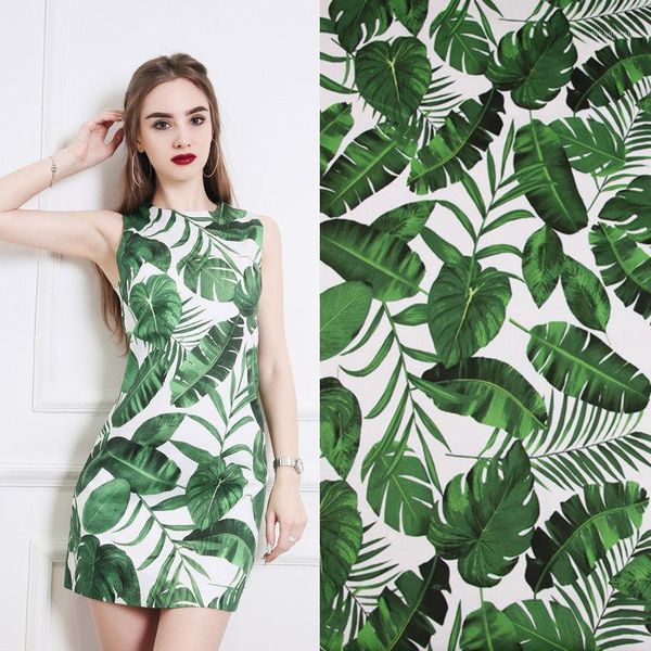 

fabric banana tree palm leaf printed fabric,stretch cotton twill for dress curtains patchwork tablecloth tissus1, Black;white
