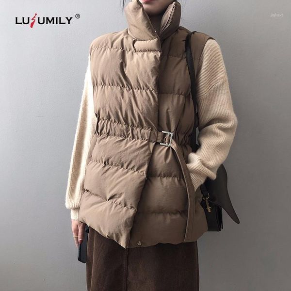 

lusumily winter fashion sleeveless jacket women spring warm waistcoat down cotton vest coat casual thicken vest female outwear1, Black;white