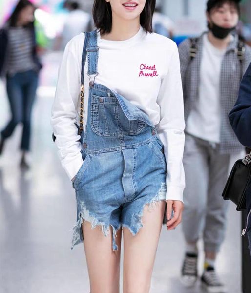 

women's jumpsuits & rompers women denim playsuits 2021 summer fashion wild lady suspenders, Black;white