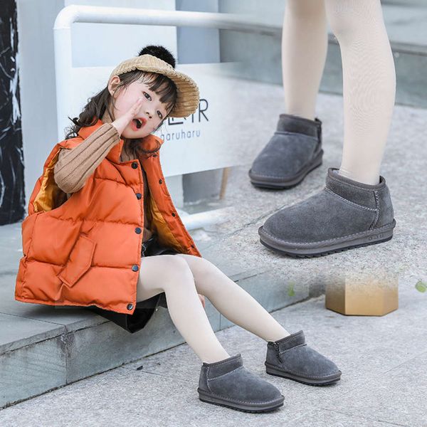 

new winter 2020 girls' snow children's fashion frosted leather baby boots side zipper g8816, Black;red