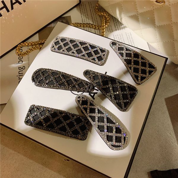 

2021 hair clips with crystal diamond temperament hair hairpin korea queen of nightclub one word clip flash diamond velvet bath clip, Golden;silver