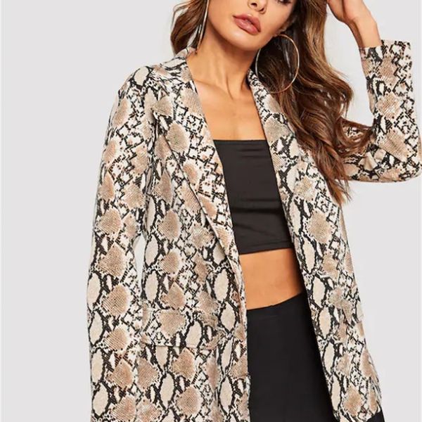 

women's long sleeve lady jacket outwear snake tender female print hyet, White;black