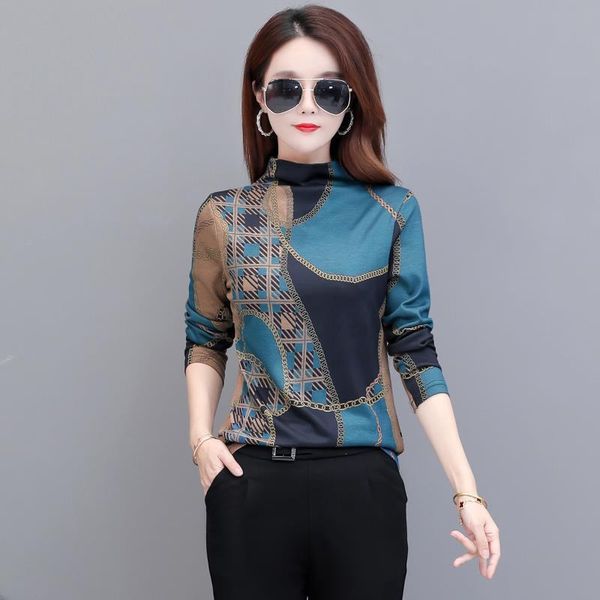 

2021 new women autumn print blouses long sleeve plus size vintage blouse shirt clothes ladies 5kws, White