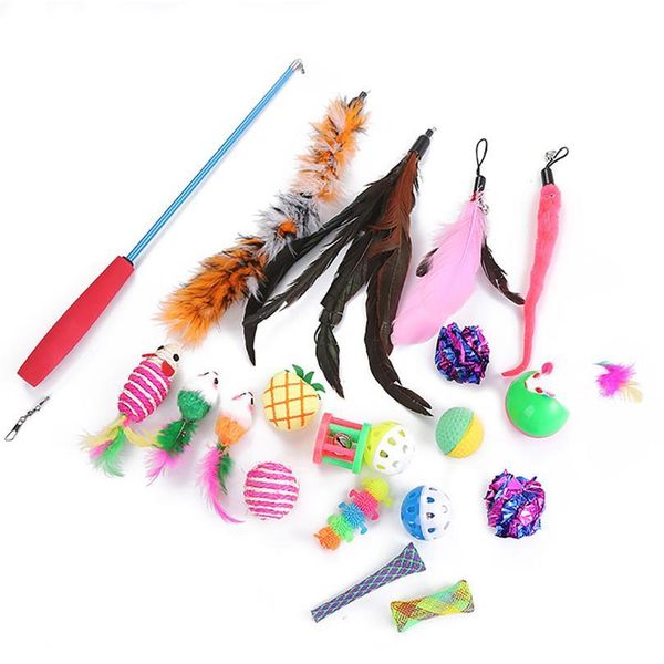 

legendog 20pcs cat toys set interactive funny cat scratcher ball toy kitten catnip bell toy cat teaser feather qylmfn