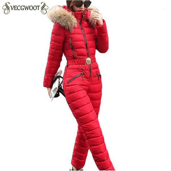 

2019 fashion winter new women cotton jacket siamese sets slim females parkas thicker warm coat hooded fur collar outerwear ux781, Black