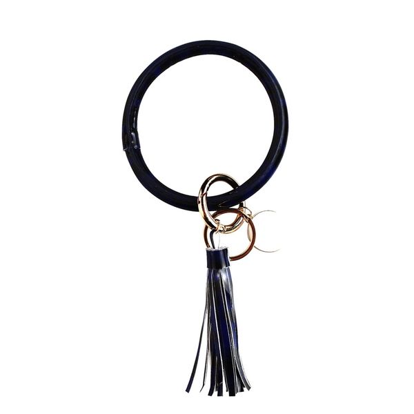

pure colors bracelet key rings pu leather wrap wristbands chains tassel charms bangles keys buckle new arrival 9 5yt l1