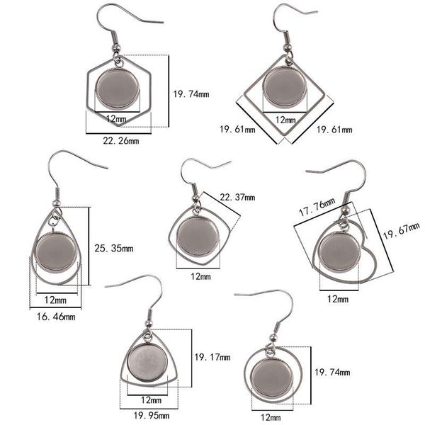 

20 шт. нержавеющая сталь серьги крюк пустое сердце cabochon базовая настройка подходит 12 мм лоток серьги bezel diy ювелирные изделия аксесс, Black
