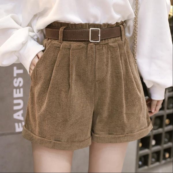 

2020 spring summer women shorts elegant wide leg loose beige brown black trouser casual pockets high waist shorts for female new, White;black