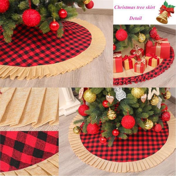 

christmas decorations decoration supplies red and black plaid tree skirt 122cm1