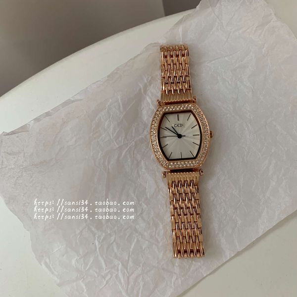 

sansi bazaar shop xiaozhongwang red wine barrel type dial simple temperament ins style korean watch female student, Slivery;brown