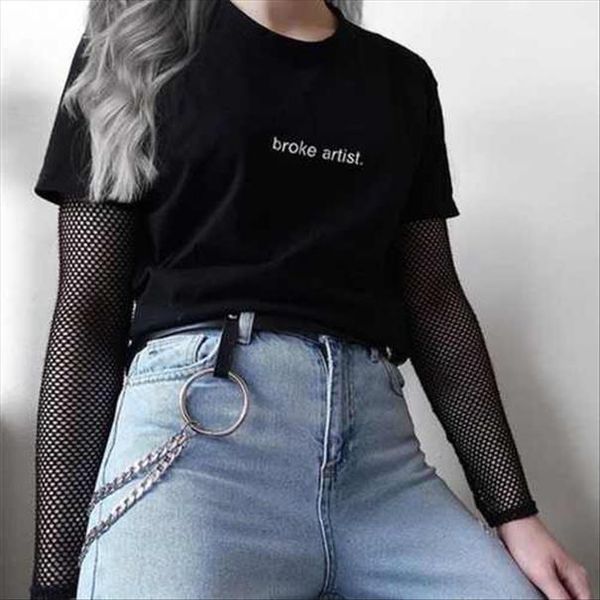 

сломался исполнитель black graphic тенниска напечатаны буквы tumblr gurnge эстетические tee 80s 90s девушки мода прохладный t shirt harajuku, White