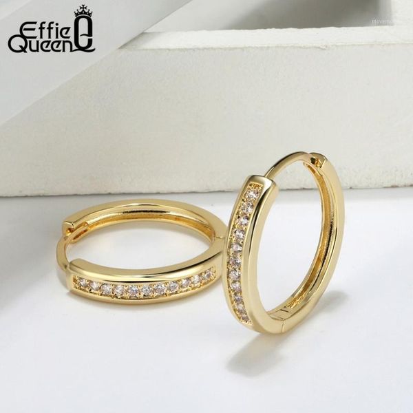 

effie queen cz hoop earring for women accessories rose gold color round earrings jewelry aros mujer oreja dome341, Golden;silver