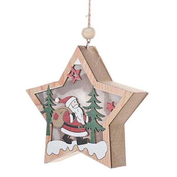 

christmas decorations 1pcs wooden pendants xmas tree luminous pendant diy wood crafts for home ornament party year