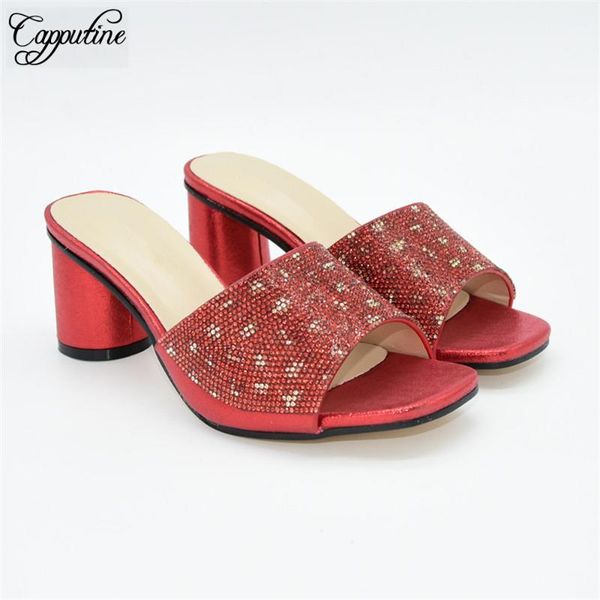 

amazing red african women's wedding/party high heel slipper shoes with rhinestones 88-28 heel height 7.5cm, Black