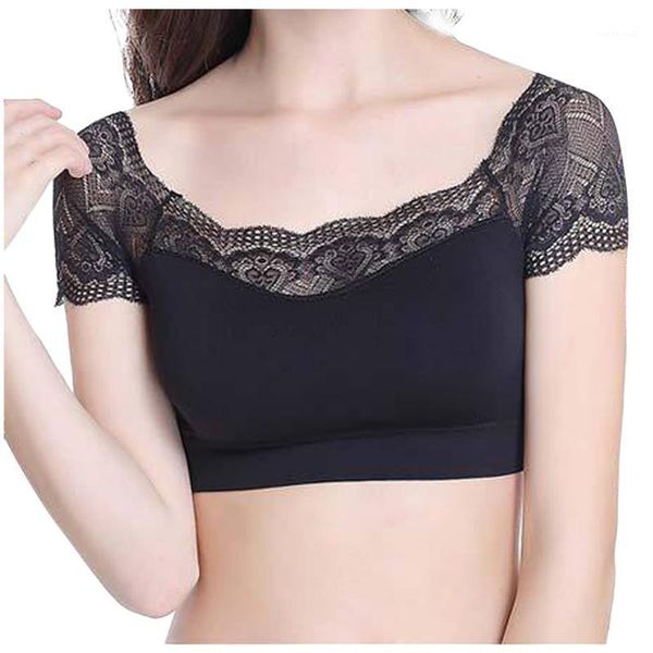 

2020 women underwear corset new fashion sports bras lace seamless sports strap chest pad underwear corset, Black;white