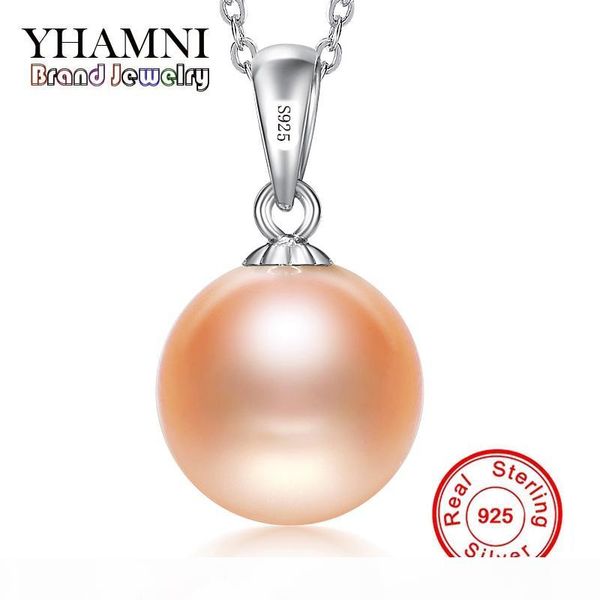 

yhamni luxury original flawless pink pearl pendant necklace jewelry for women real solid 925 silver wedding statement necklace xf002