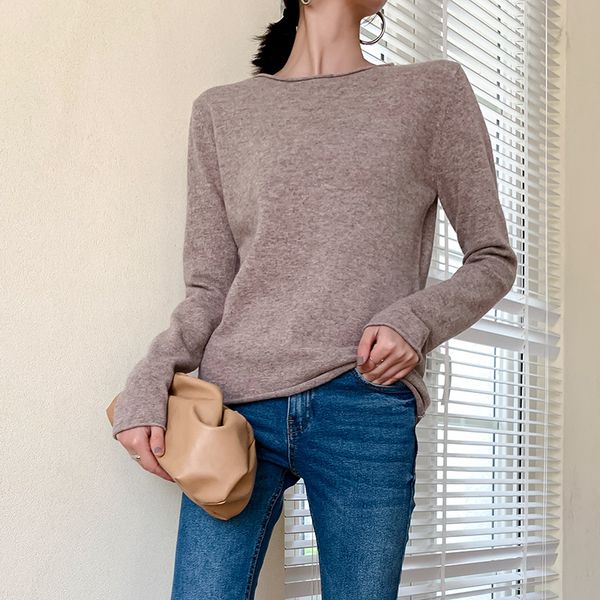 

2021 new long mode oneck shirt for women's 100% pure wool jumpers male outfit lb0z, White;black