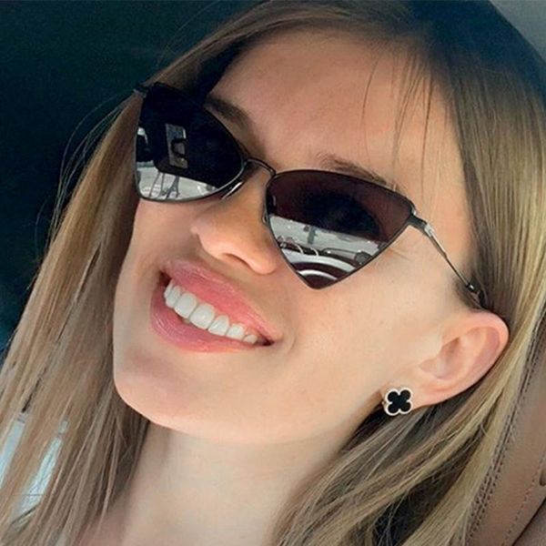 

sunglasses 2021 vintage cateye women glasses for retro small feminino, White;black