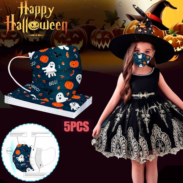 

print l3 5pc disposable child kids halloween masks layers for mascarillas protective mouth covering masques o 5 pi162