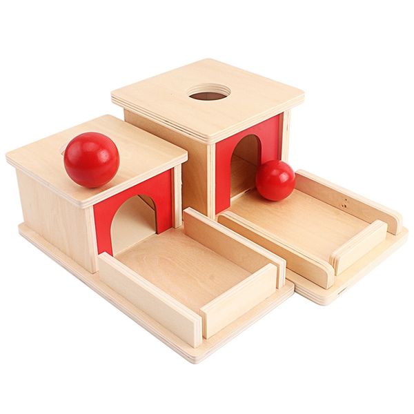 

montessori object permanence box with tray wooden permanent box practical life learning educational toy for toddlers baby y200428