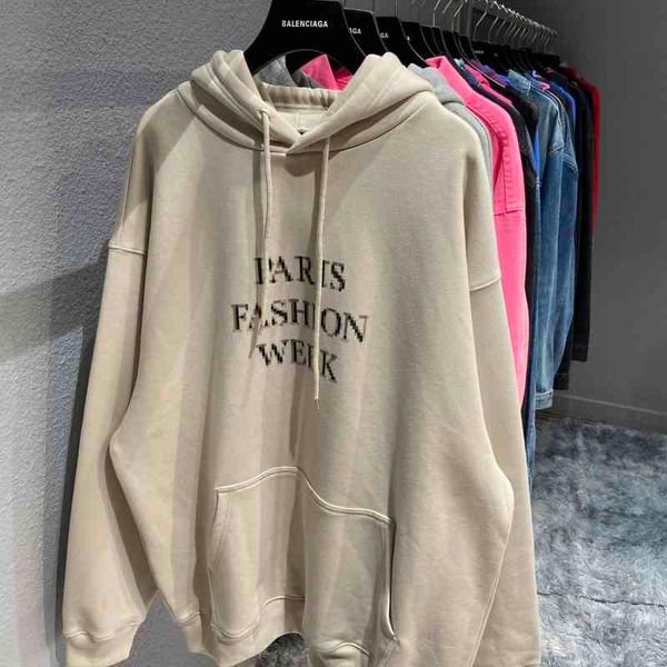 

designer fashion balencaigas hoodies correct version b paris mosaic fashion week letter loose cotton hoodie long sleeve men's women&#03, Black