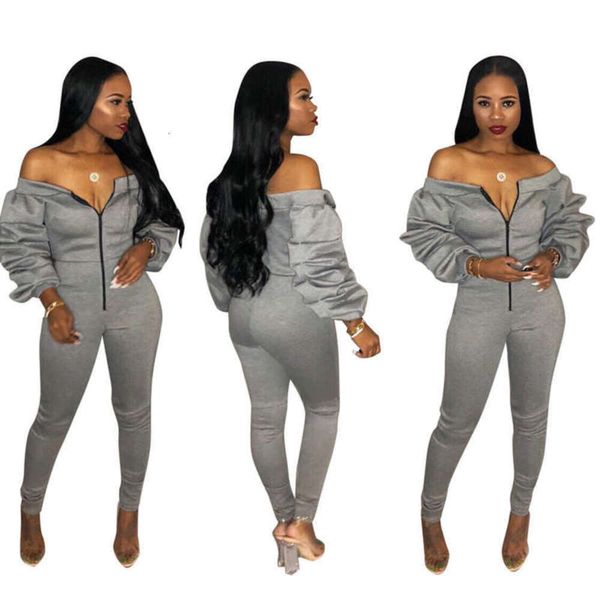 

stack fashionable sleeve one dp8801 line collar slim fit jumpsuit with high elasticity and thick space layer pants tg1l, Black;gray