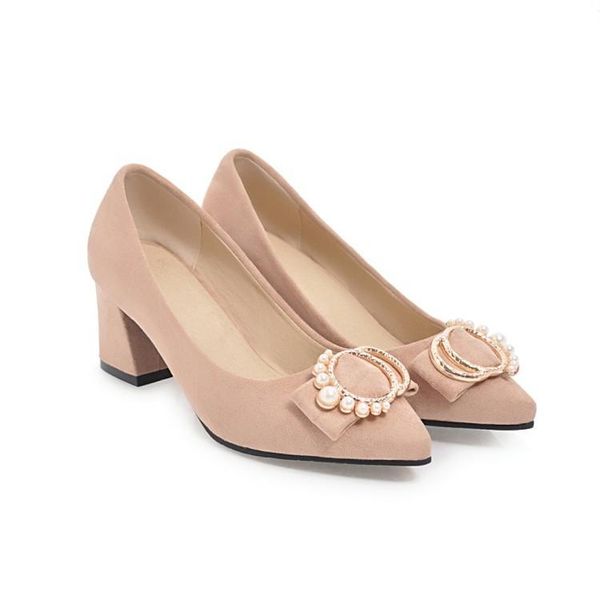 

big size pointed metal buckle single shoes ladies high heels women shoes woman pumps, Black