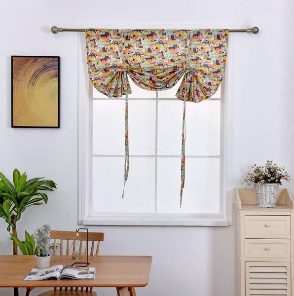 

cartoon cat curtains kitty printed window drapes cotton linen kitchen curtain country style window decor kids bedroom1