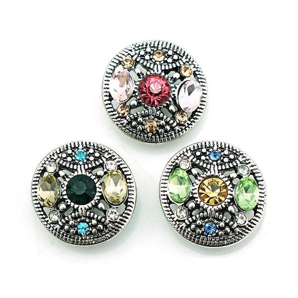

high quantity 18mm snap buttons fashion 3 color pierced crystal metal ginger clasps diy noosa jewelry accessories 5i7fh