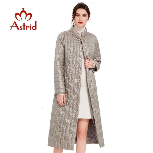 

astrid spring women coat warm thin cotton jacket long slim fit fashion stand collar outwear trend parka 7215 201006, Black