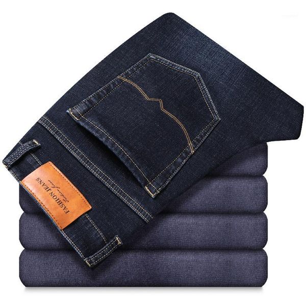 

2020 mens velvet business jean trousers flocking warm soft men pants can fit -10 celsius winter warm thick fleece jeans1, Blue