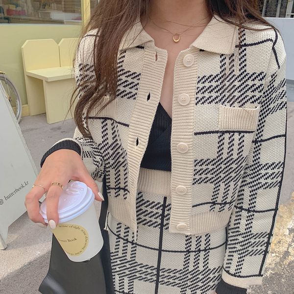 

knit sweater set women two piece matching sets skirt vintage crop 2020 womens winter outfits kurtka damska korean clothes 2 c1103, Gray