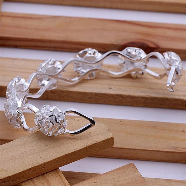 

silver color accessories beautiful fashion seven roses flower bracelet selling classic models silver jewelry h bbyysk, Black