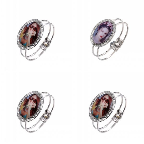 

sublimation blank alloy charm chain jewelry women thermal transfer printing fashion plated gold bracelet diy personality pattern 7 5mk j2