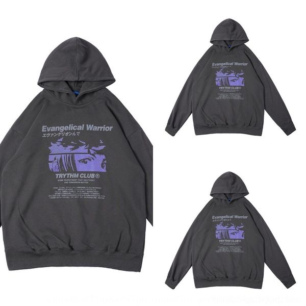 

m0bps tkpa мужской темный мультфильм мультфильм напечатаны двумерная спортивный свитер с капюшоном моды бренд спортивной одежды hoodiehoodie, Black