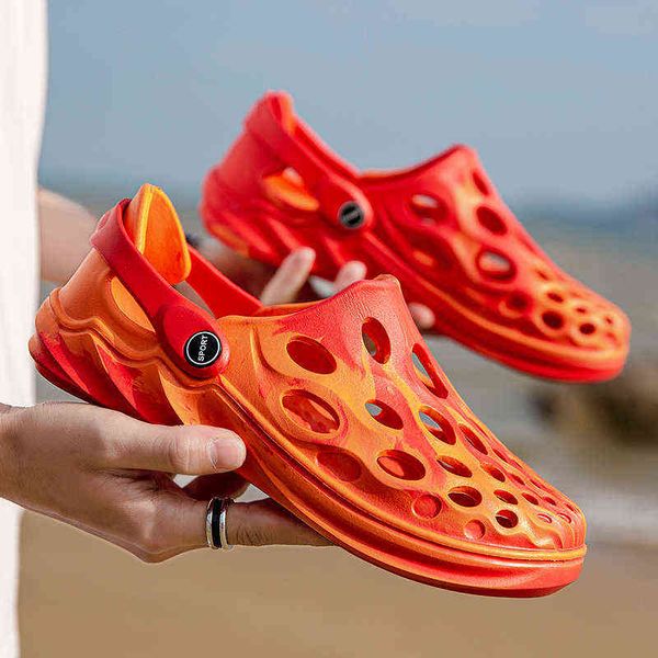 

slippers outdoor men sandals lovers summer beach sandals men clogs shoes home soft slippers sandalias sandalias hombre big size 45 220308, Black