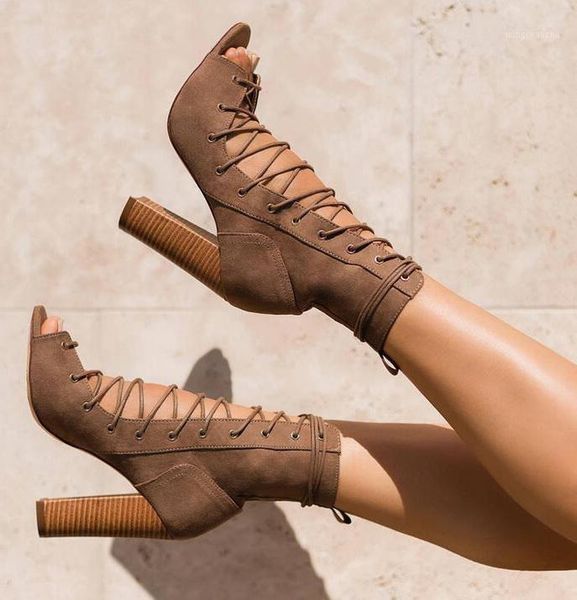 

boots womens ankle plus size 45 coffee suede peep toe socks shoes fashion lace-up chunky heels shoes1, Black