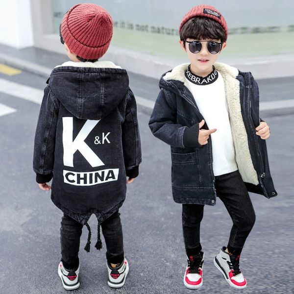 

boy cowboy jacket plus velvet thick autumn winter windbreaker loose winter clothing chinese children korean jacket boy top, Camo