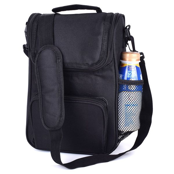 

2018 lunch camping school holder box insulated shoulder water for ca women men strap cool kids girls boys with lunch work thermal bottl iats, Red;black