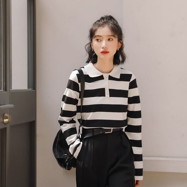 

1debr autumn 2020 new korean design sense machine open back stripe jacket sleeve jacketjacket short jacketloose lapel long short t-shirt, White