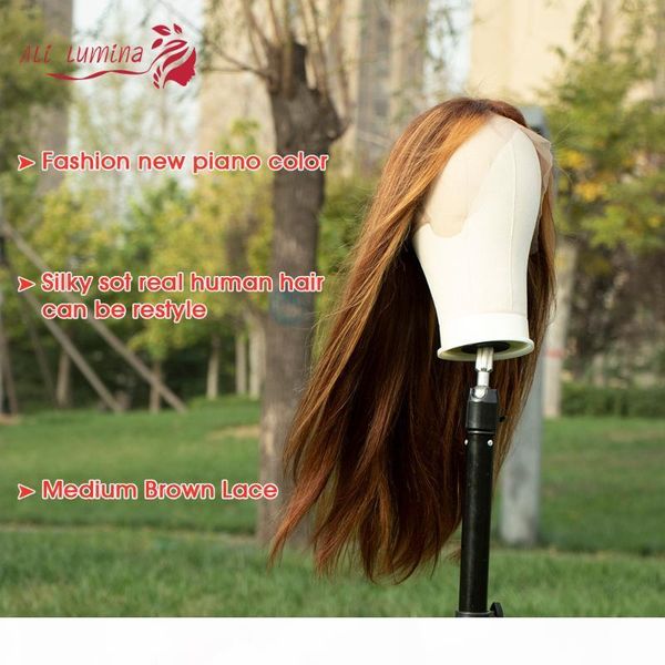 

13x4 lace front wig brazilian straight highlight wig human hair wigs pre pluck with baby hair ombre human, Black;brown