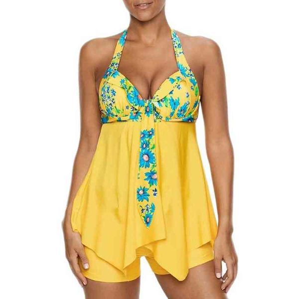 

plus size swimsuit split skirt flat angle digital solid color skirt printed swimsuit 220106, White;black
