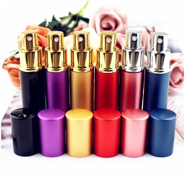 

1pc 5ml 10ml aluminum perfume bottle refillable travel perfume atomizer mini glass spray bott qyluos