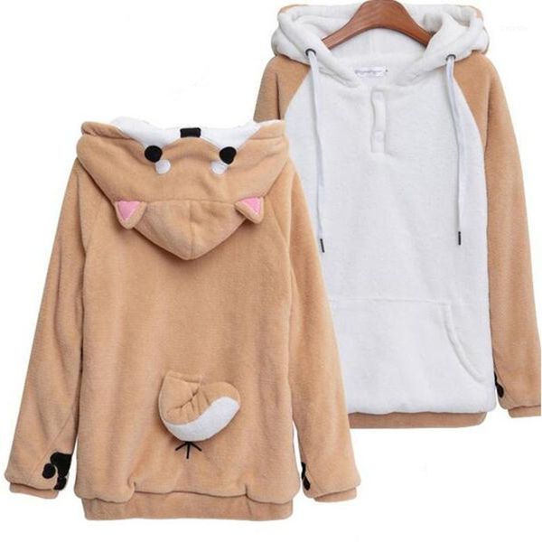 

harajuku hoodies women kawaii sweatshirt winter plush hoody cute muco pullovers hooded anime sweatshirts sudadera mujer1, Black
