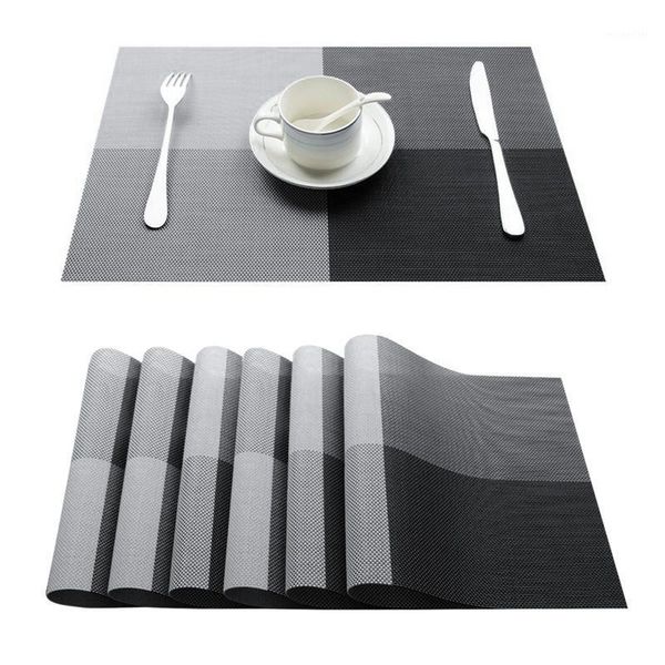 

mats & pads 4/6/8 pcs placemats for dining place mat washable pvc in kitchen accessories tableware cup wine non-slip pad black brown1