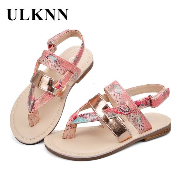 

ulknn summer for flat with ankle wrap girls beach sandals children shoes sandalia infantil kids pu rubber, Black;red