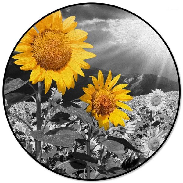 

sunflower local color printed round carpets for living room bedroom alfombra floor mats kids room area rugs1