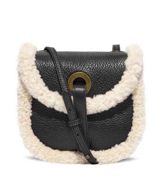 

горячая продажа кожаное седло мешок 2020 осень и зима новый сумки ягненка меховой кожаный мешок плюша круглый кроссбоди плечо