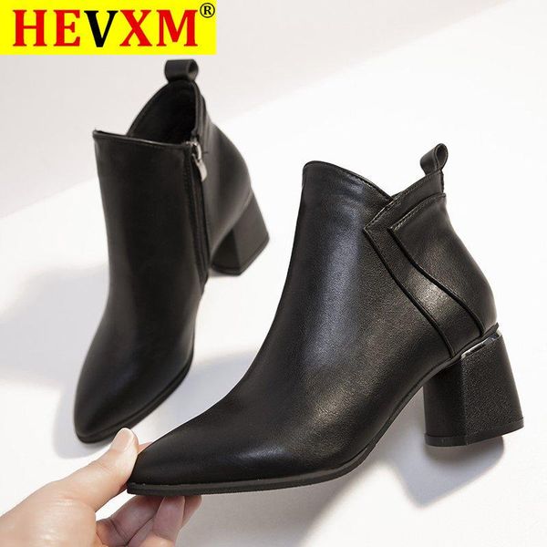 

boots 2021 winter women ankle zip pointed toe footwear heels female party shoes pu, Black