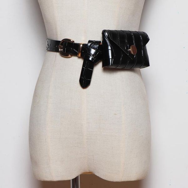 

crocodile pattern waist bag women's autumn/winter new trend korean retro square bag suit fashion thin belt belt width: 12cm